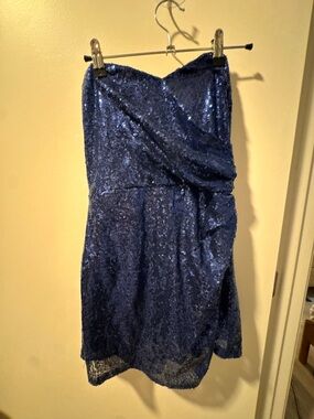 Lulu Strapless Navy Sequin Cocktail Romper